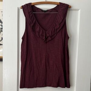 Banana Republic Burgundy Ruffled Tank Top Large